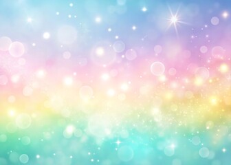 Soft pastel rainbow bokeh lights and sparkles background with a dreamy and magical atmosphere