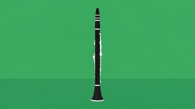 A Simple Illustration of a Clarinet on a Green Background.