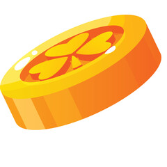 Orange Citrus Slice With Clover Pattern In Center Isolated On Transparent Background Healthy Food Ingredient And Refreshing Drink Element