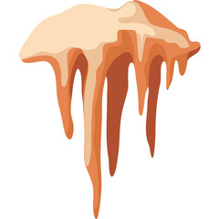 Orange Colored Icicle Formation with Layered Shadows on Transparent Background