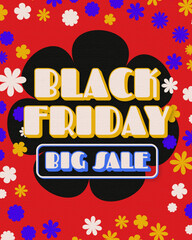 Black Friday sale banner with retro style