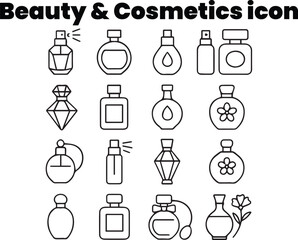Luxury Perfume and Fragrance Bottle Outline Vector Icon Pack
