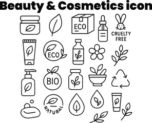 Organic Cosmetic and Natural Beauty Product Black White Icon Pack
