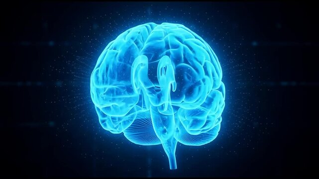 Illuminated Brain Animation: Neural Network Activation in Blue