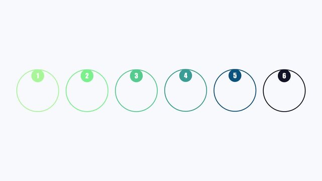 animated video of business infographics  multicolor circle shape  6, 10 and 12 steps for workflow, presentation, 4k animation