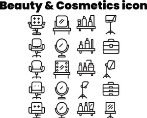Beauty Studio and Professional Equipment Black and White Icon Pack

