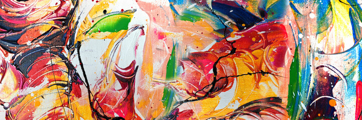 Colorful abstract background art painting with brush strokes and splashes,design modren art