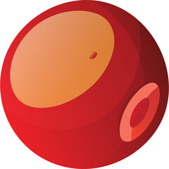 Abstract Red Sphere With Orange Gradient Center Detailed Geometric Form With Subtle Lighting Effects Against Transparent Background