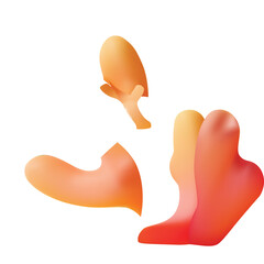 Abstract Orange and Yellow Gradient Shapes with Smooth Edges on a Transparent Background