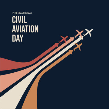 International civil aviation day, aviation day, airplane, vector illustration, greeting cards, social media post, banner, poster, flyer, billboard