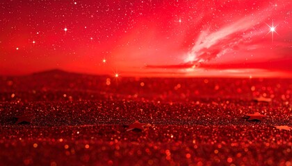 Glittery Red Star Ornament on Sparkling Festive Background