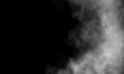 Ethereal white smoke billows against a stark black backdrop, perfect for dramatic effects or mysterious overlays in design projects