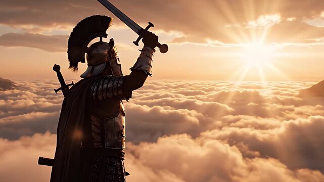 Sentinel of the Summit: A Hero's Silhouette at Sunrise
