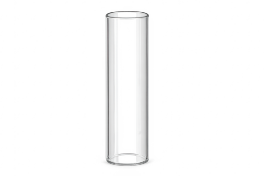 Empty transparent glass lab test tube on background