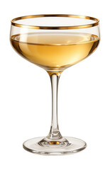 A gold-rimmed champagne coupe adds glamour to holiday celebrations at home.