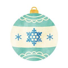 オーナメントの手描き水彩イラスト クリスマスの飾り 雪の結晶