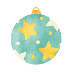 星柄のオーナメントの手描き水彩イラスト クリスマスの飾り