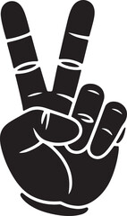 Peace Sign Block Hand Flat Design Vector Illustration Gesture Symbol Communication Icon Element