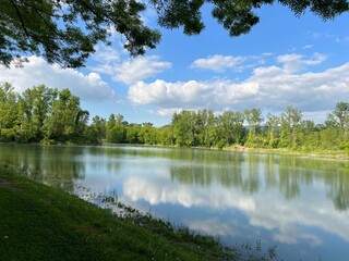 Obraz premium Special ornithological reserve Sava - Strmec and fishing area of ​​Lakes Strmec (Croatia) - Posebni ornitološki rezervat Sava – Strmec i ribolovna zona jezera Strmec (Sveta Nedelja, Hrvatska)