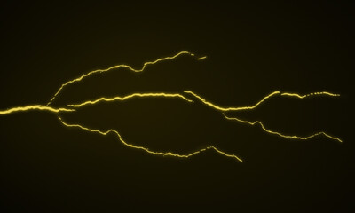 A bright yellow lightning bolt strikes across a dark background