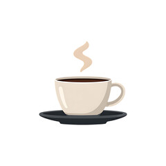 Obraz premium Hot steaming coffee in a ceramic cup on transparent background