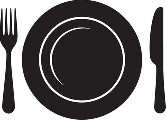 Dinner Plate Setting Cutlery Fork Knife Icon Restaurant Food Service Tableware