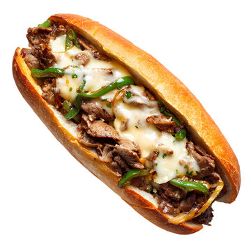 Fresh philly cheese steak isolated on transparent background
