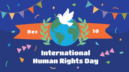 Human Rights Day banner graphic for December 10, promoting global peace, dignity, and universal equality
