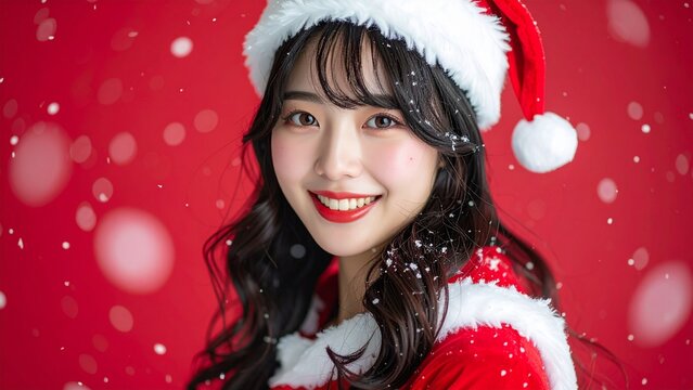 サンタクロースのコスプレをした女性のイメージ