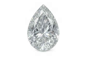 Pear cut diamond showing brilliant facets on transparent background