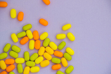 Candy on the colorful background