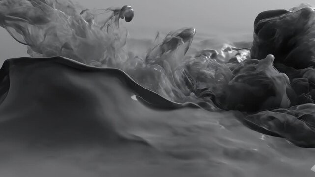 Fluid motion features abstract smoke patterns with shades of gray, providing mesmerizing fluid motion. This fluid motion is expressed through swirls and eddies.