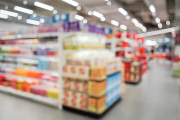 Abstract blur supermarket and retail store in shopping mall for background.