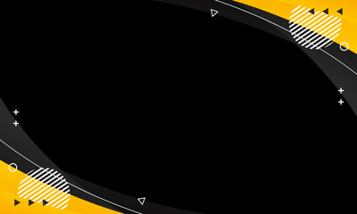 Abstract black and yellow curve background with geometric shapes. Modern wallpaper design. Template banner background for sales, business, ads, events, web, pages, and more