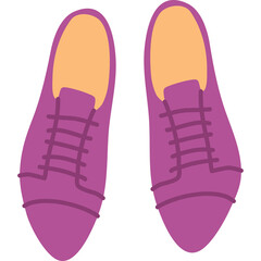 Pair of Purple Lace Up Oxford Shoes for Men and Women with Orange Inner Soles on a Transparent Background