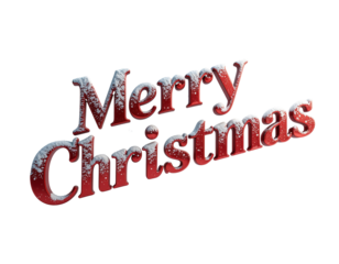 Red Christmas Text Snowflakes isolated on a transparent background holiday greeting