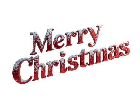 Red Christmas Text Snowflakes isolated on a transparent background holiday greeting