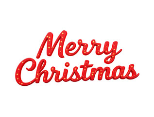 Red glitter script merry christmas text isolated on a transparent background holiday
