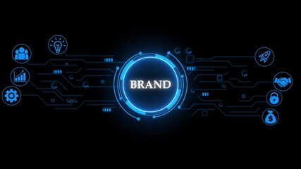 Brand concept. Animated icons of quality, management, standard, assurance, business, certification and service on transparent background.