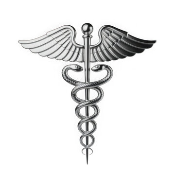  caduceus medical symbol isolated on white background PNG.GENERATIVE AI.