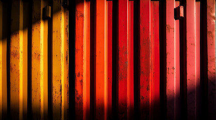 Obraz premium A row of red and yellow metal panels