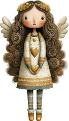 Celestial Grace: An angelic figure, adorned with delicate wings and halo, radiates serenity and warmth, embodying a sense of divine peace and gentle charm.