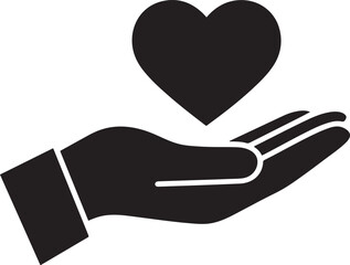 Hand Holding Heart Silhouette on Transparent Backdrop Design