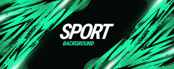 Abstract Grunge Design with Black and Green Brush Texture with Light Effect and Halftone Style. Poster or Banner Template Design for Sports Events