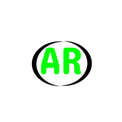 Green AR Logo Design in Black Oval Shape