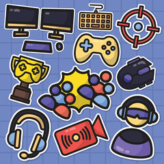 set of gamer cute colorful sticker  © Al