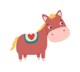 Cute Horse. Animal zodiac cartoon character. Happy new year. Vector
