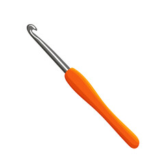 Orange Crochet Hook Illustration Isolated on White Background