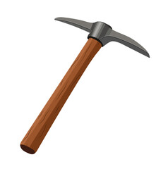 Mining Pickaxe with Wooden Handle Illustration Isolated on White Background