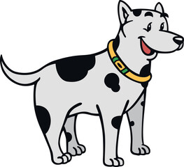 WHITE DOG WITH BLACK SPOTS - HAPPY